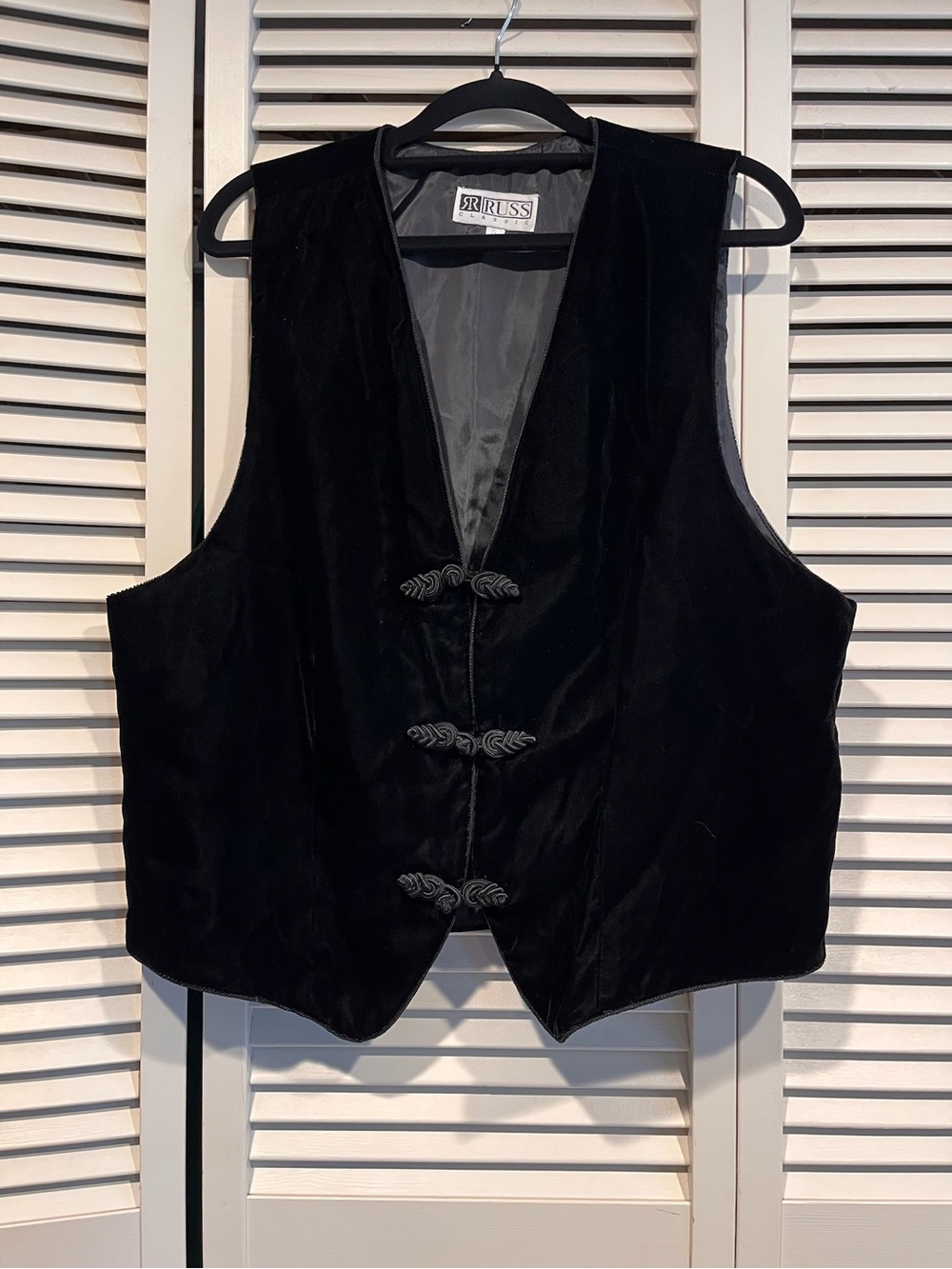 Vintage Russ Black Velvet Women's Button-Front Vest